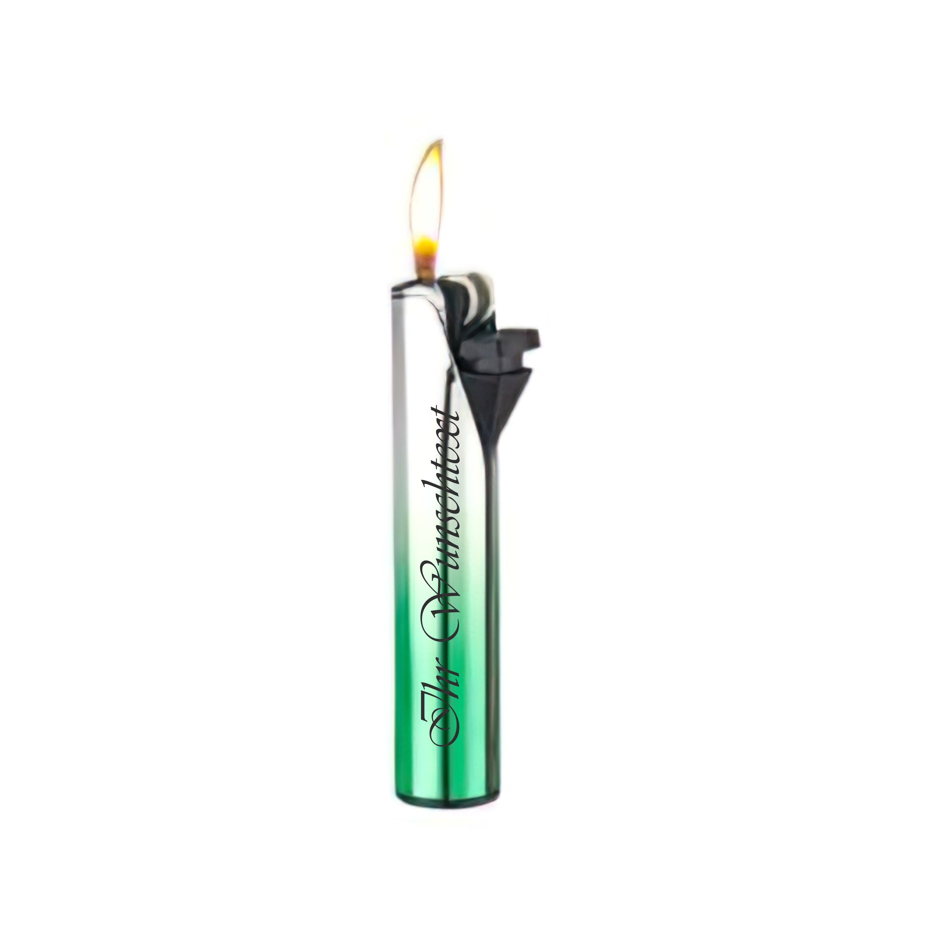 Metall Feuerzeug Reibrad SUMMER Silber und Grün  (Auf Wunsch mit Gravur)