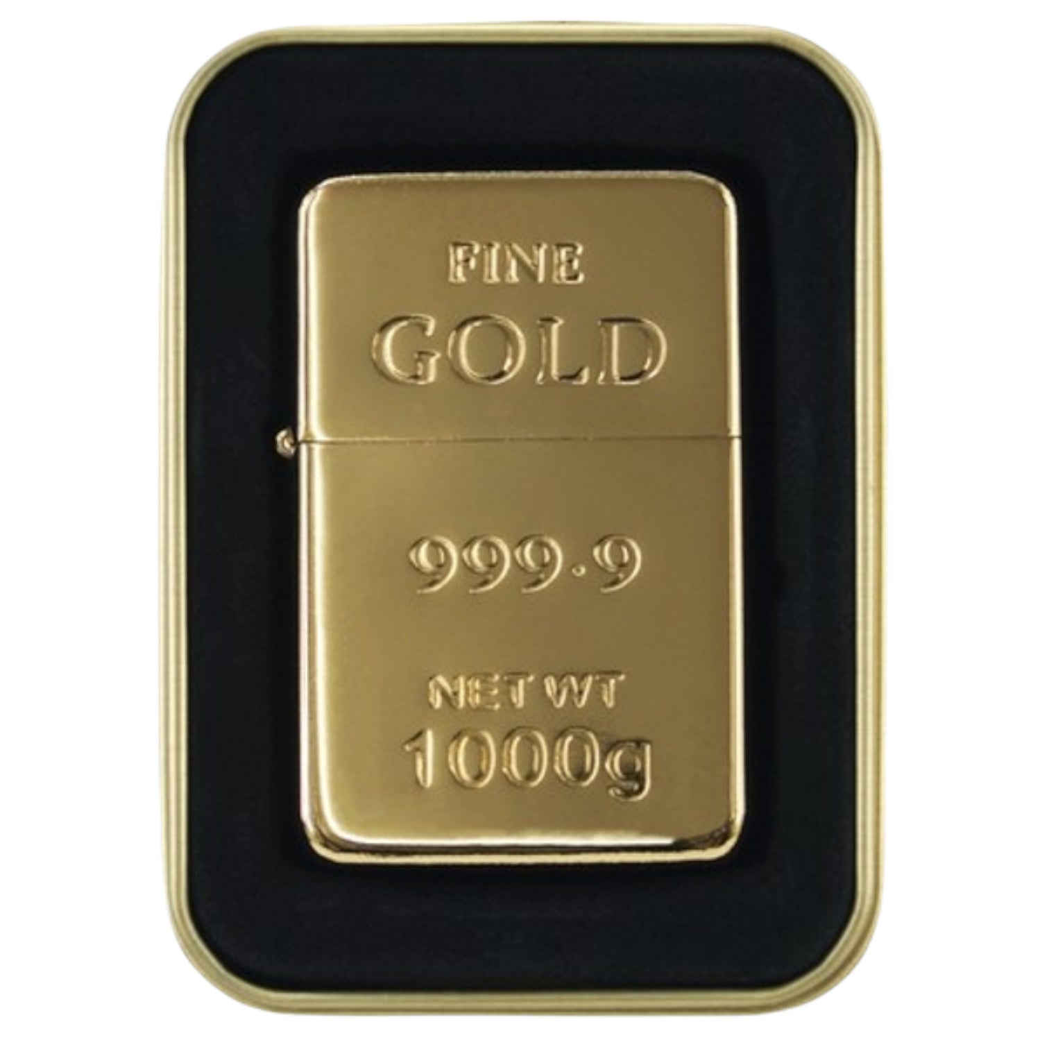 Benzin Exclusiv Feuerzeug - Gold Farben "Goldbarren" (Auf Wunsch mit Gravur)