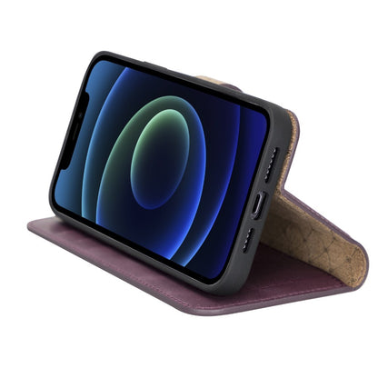 Bouletta Magnetische abnehmbare Handyhülle aus Leder mit RFID-Blocker für iPhone 13 Pro  Lila