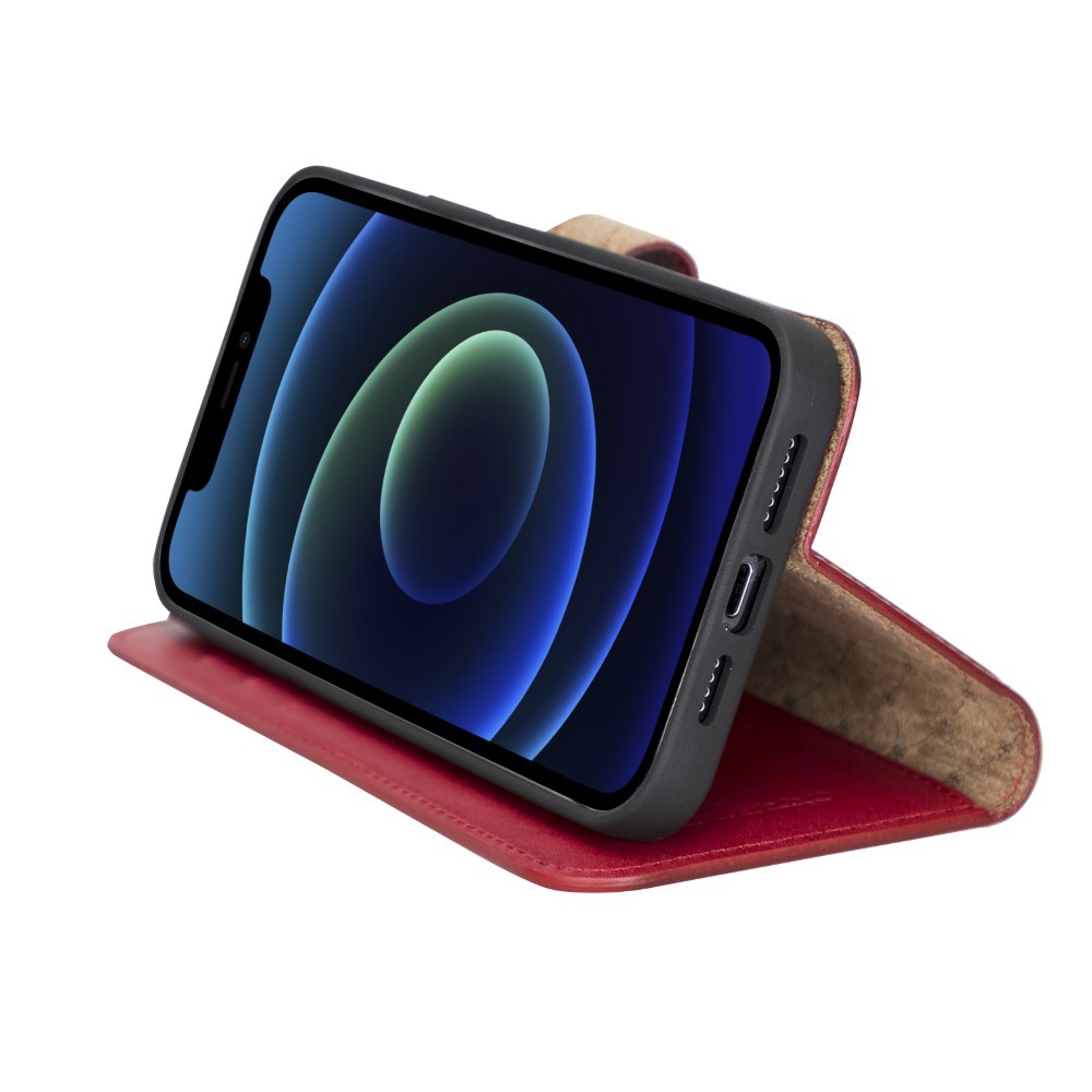 Bouletta Magnetische abnehmbare Handyhülle aus Leder mit RFID-Blocker für iPhone 13 Pro Max Rot