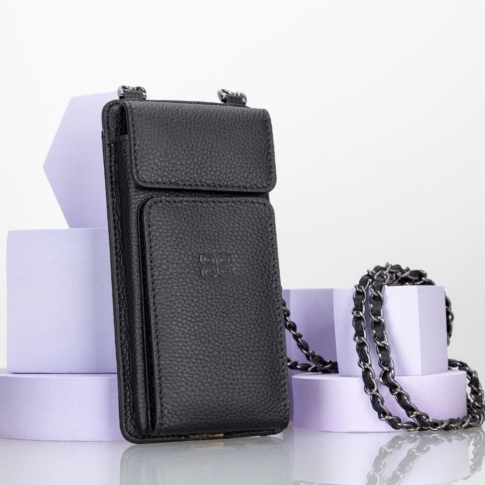 Bouletta Avjin Echtleder Handytasche mit Schulterriemen für iPhone 13 Pro Max 6.7 - Schwarz