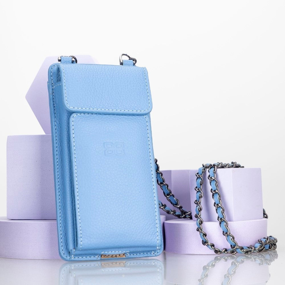 Bouletta Avjin Echtleder universal Handytasche mit Schulterriemen bis 6.7" - Hellblau