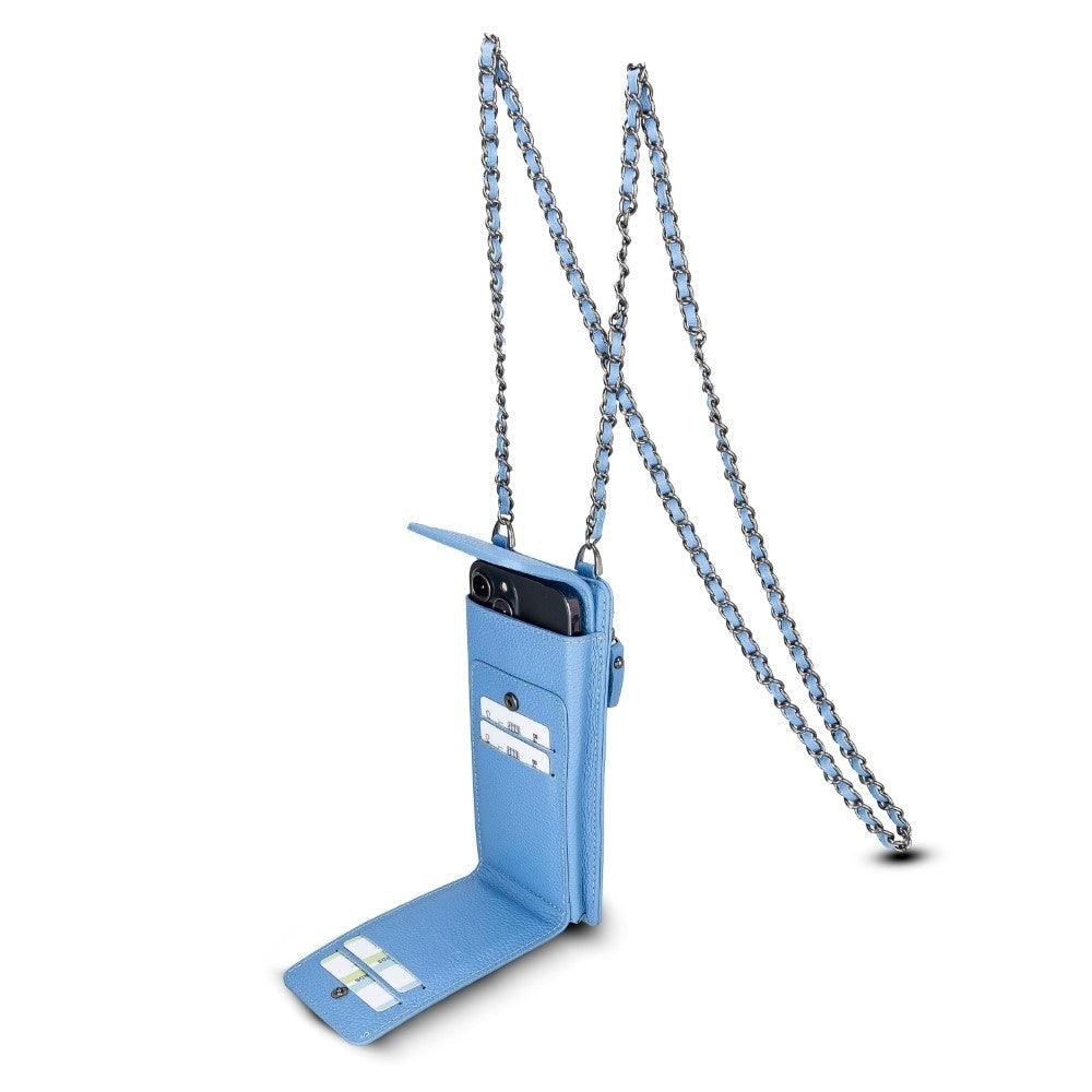 Bouletta Avjin Echtleder universal Handytasche mit Schulterriemen bis 6.7" - Hellblau