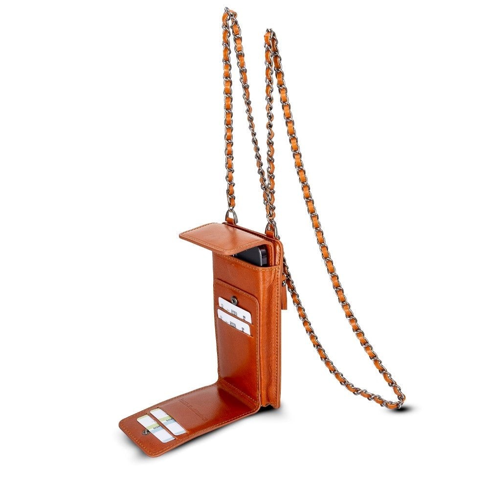 Bouletta Avjin Echtleder universal Handytasche mit Schulterriemen bis 6.7" - Tan