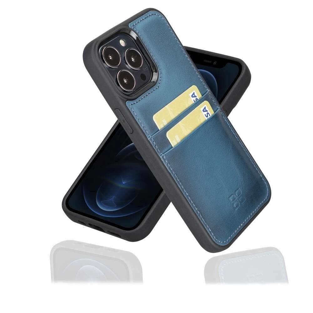 Bouletta Flex Cover Back Leder Case mit Kartenfach für iPhone 13 Pro Max 6.7 - Blau