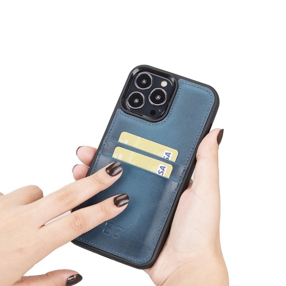 Bouletta Flex Cover Back Leder Case mit Kartenfach für iPhone 13 Pro Max 6.7 - Blau