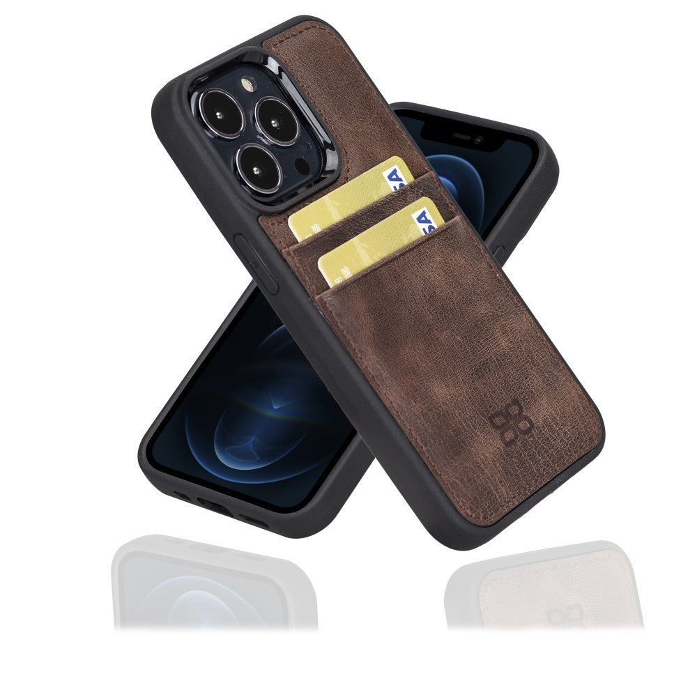 Bouletta Flex Cover Back Leder Case mit Kartenfach für iPhone 13 Pro Max 6.7 - Braun