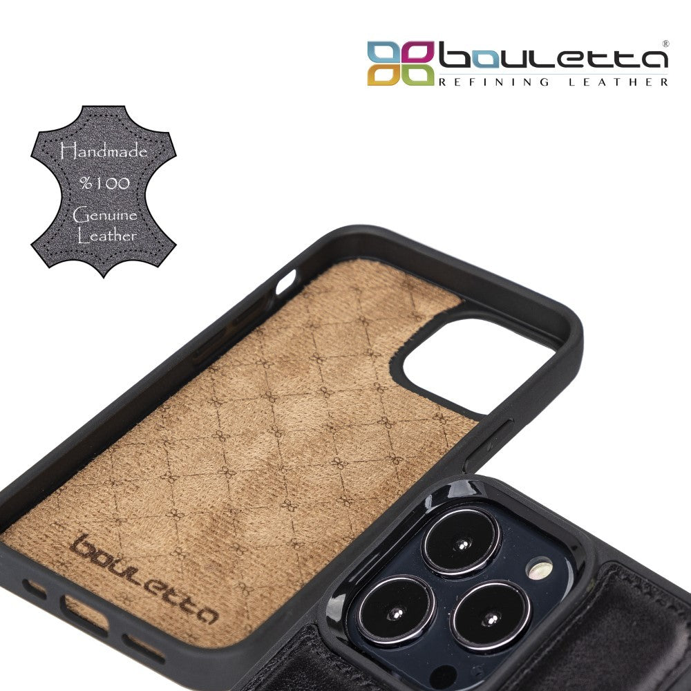 Bouletta Flex Cover Back Leder Case für iPhone 13 Pro - Schwarz