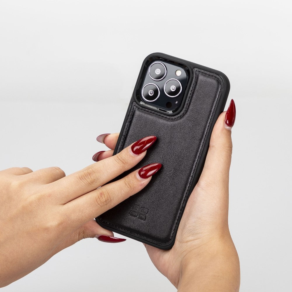 Bouletta Flex Cover Back Leder Case für iPhone 13 Pro - Schwarz