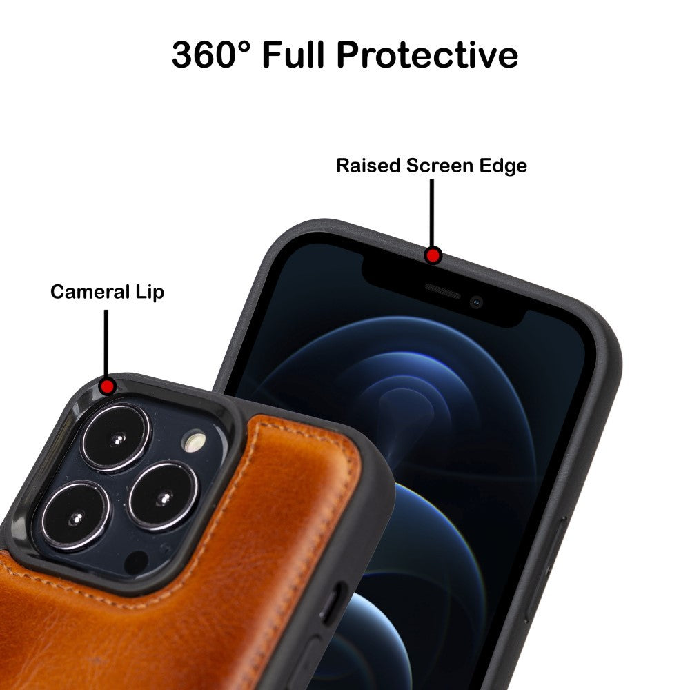 Bouletta Flex Cover Back Leder Case für iPhone 13 Pro - Tan