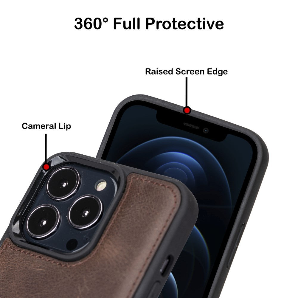 Bouletta Flex Cover Back Leder Case für iPhone 13 Pro - Braun