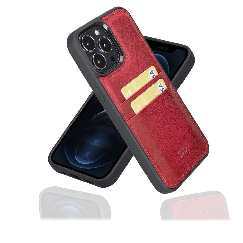 Bouletta Flex Cover Back Leder Case mit Kartenfach für iPhone 13 Pro - Rot