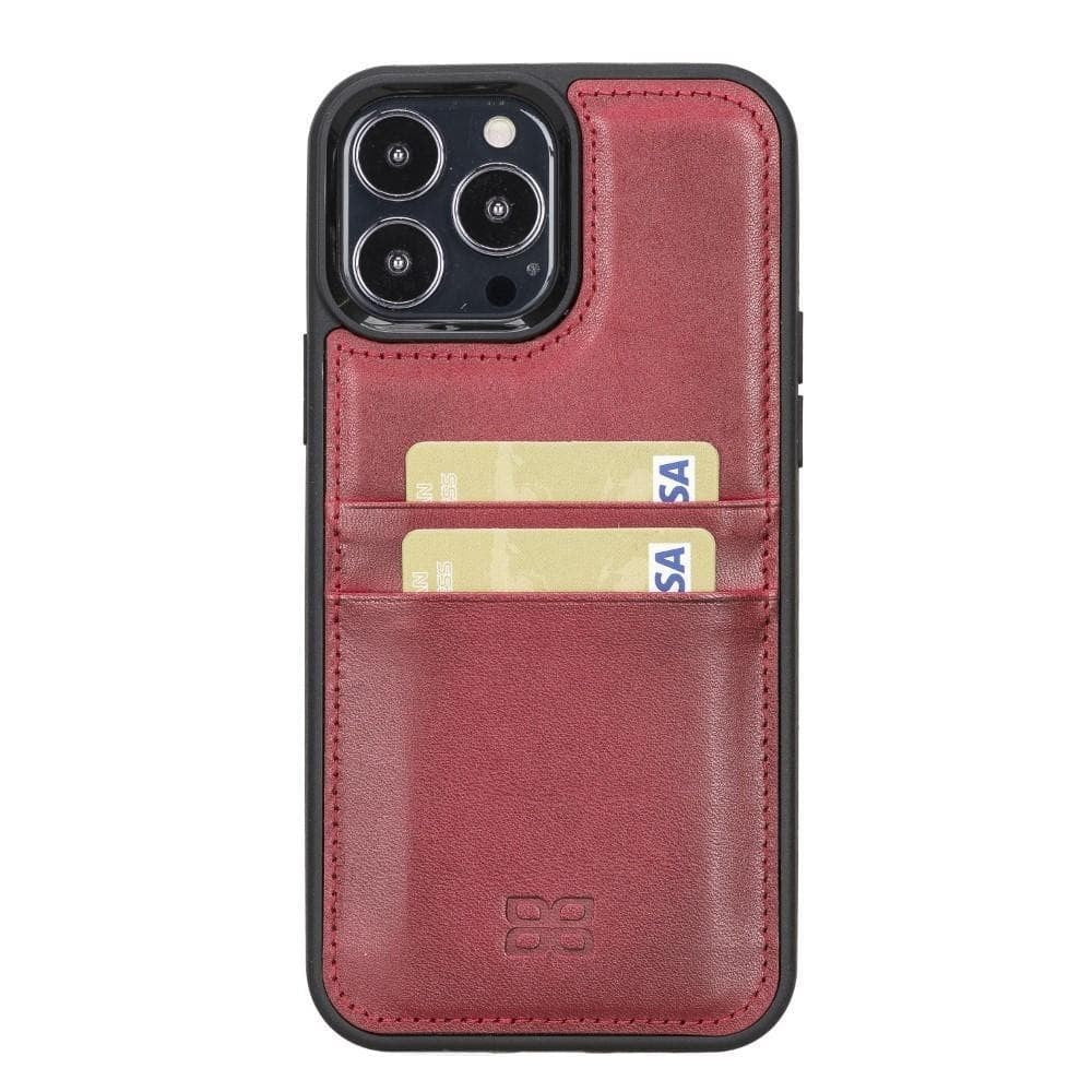 Bouletta Flex Cover Back Leder Case mit Kartenfach für iPhone 13 Pro - Rot