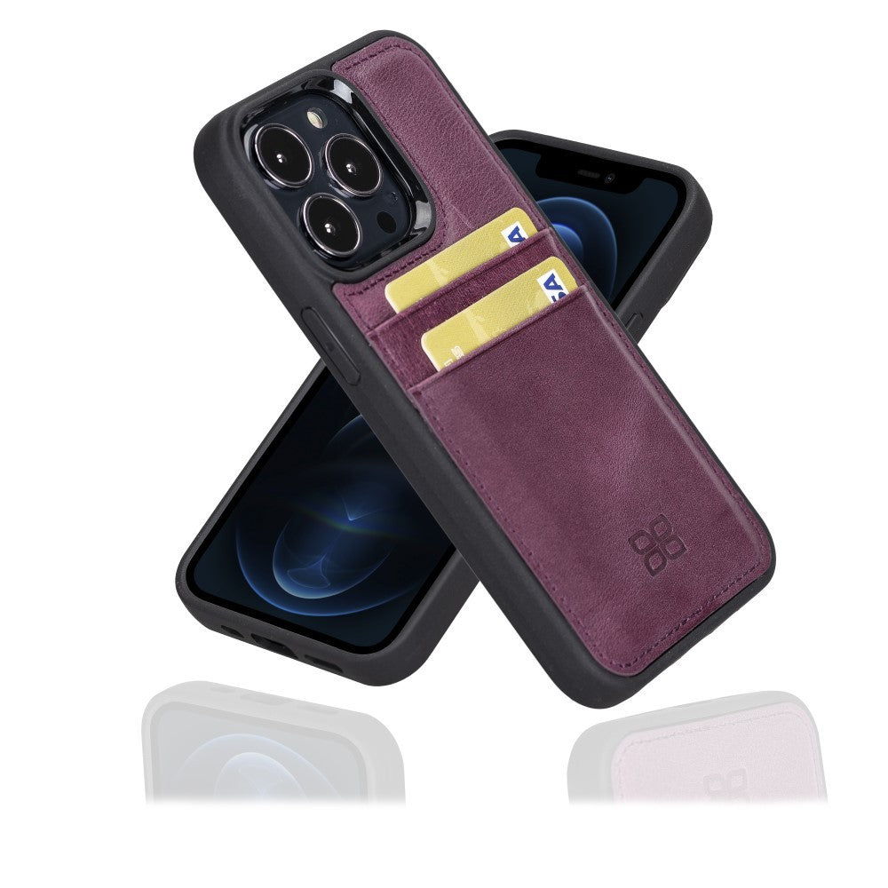 Bouletta Flex Cover Back Leder Case mit Kartenfach für iPhone 13 Pro - Lila
