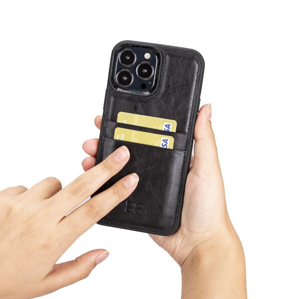 Bouletta Flex Cover Back Leder Case mit Kartenfach für iPhone 13 Pro - Schwarz