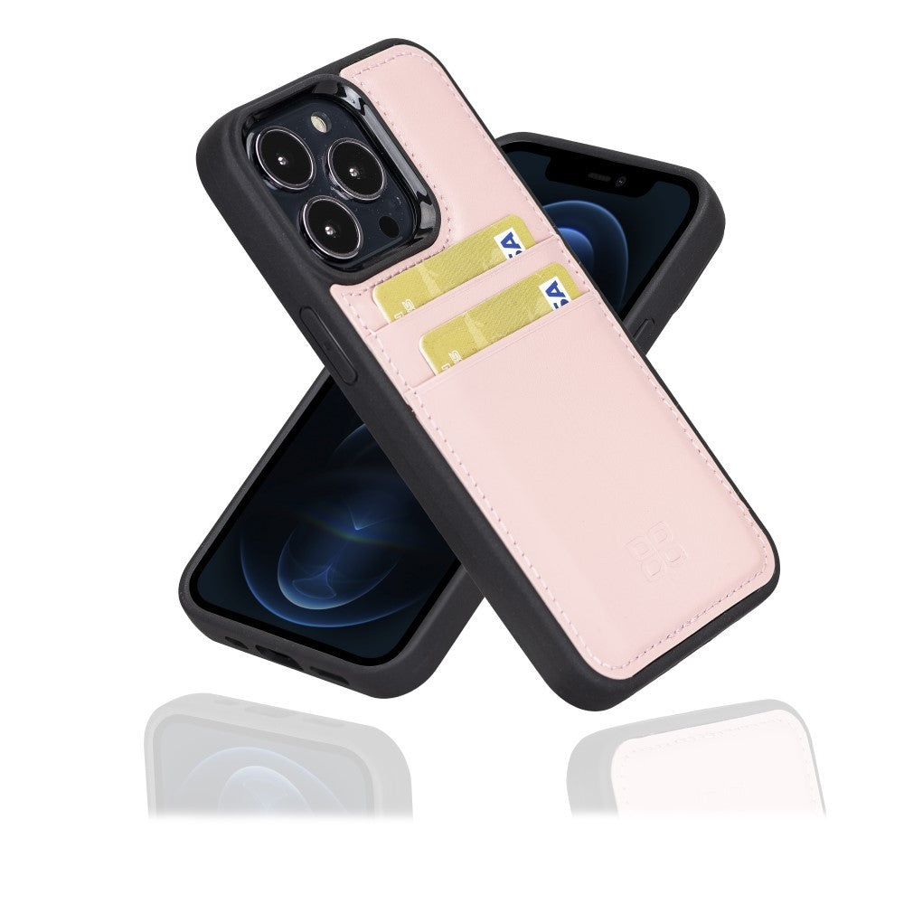 Bouletta Flex Cover Back Leder Case mit Kartenfach für iPhone 13 Pro - Pink