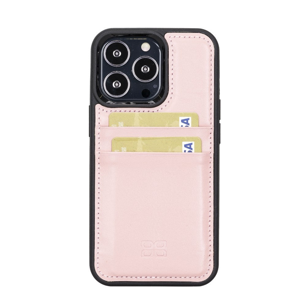 Bouletta Flex Cover Back Leder Case mit Kartenfach für iPhone 13 Pro - Pink