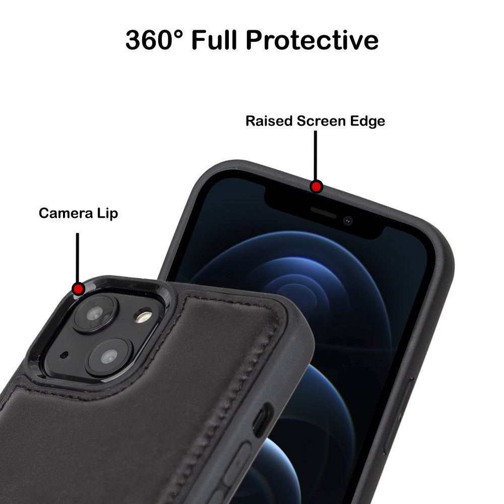 Bouletta Flex Cover Back Leder Case für iPhone 13 Pro - Schwarz