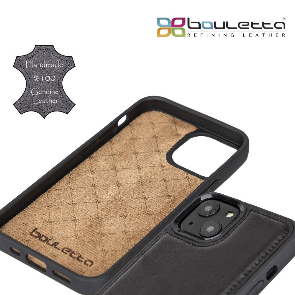 Bouletta Flex Cover Back Leder Case für iPhone 13 Pro - Schwarz