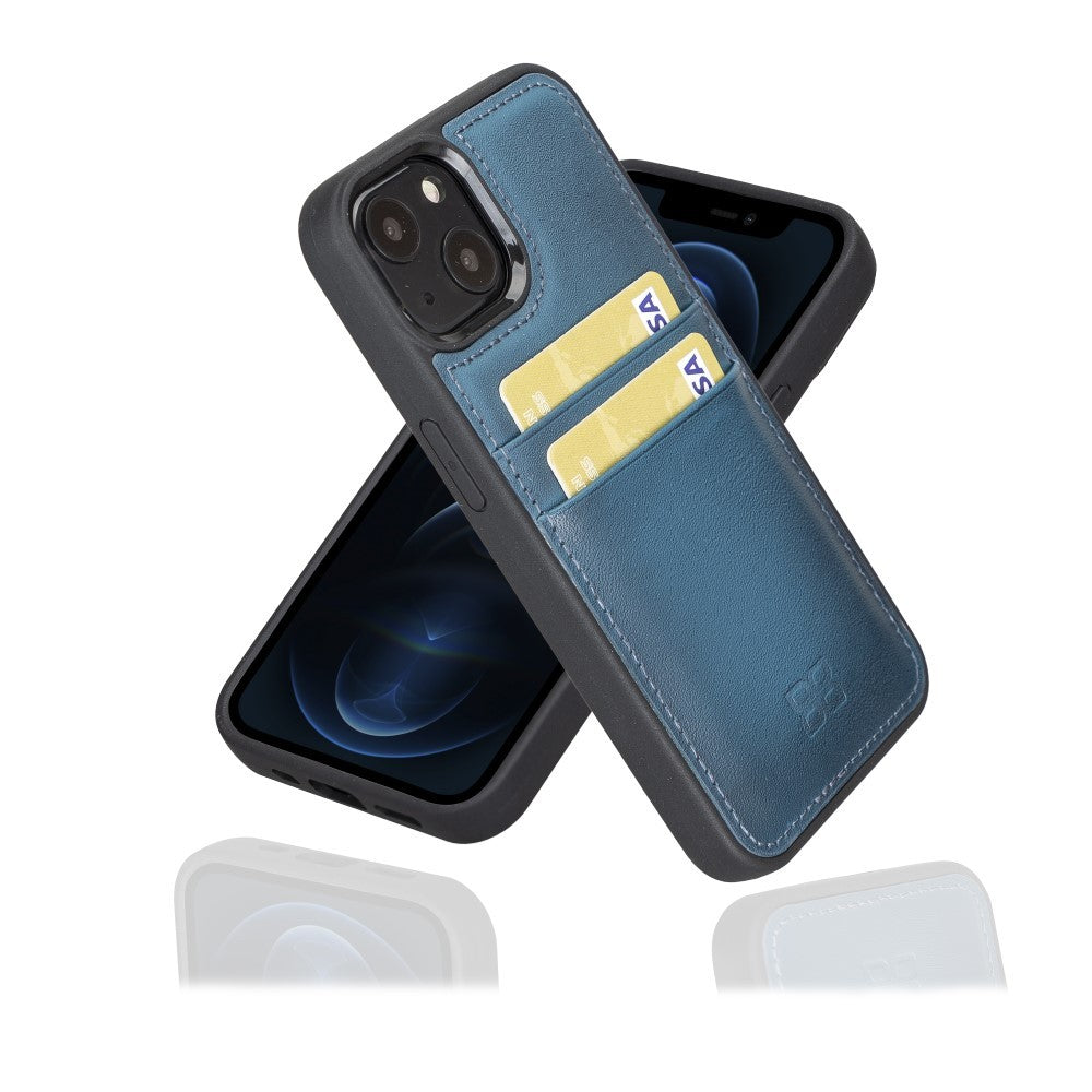 Bouletta Flex Cover Back Leder Case mit Kartenfach für iPhone 13 - Blau