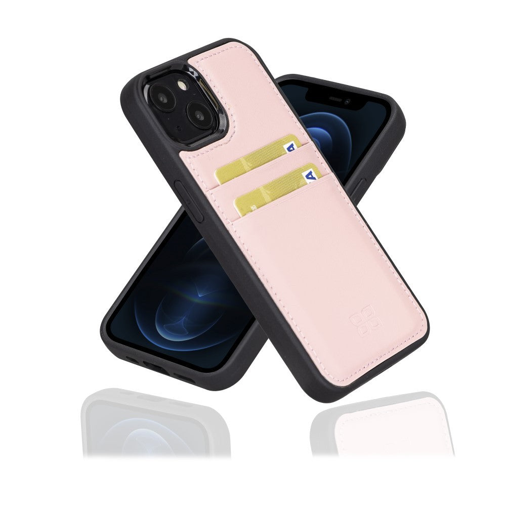 Bouletta Flex Cover Back Leder Case mit Kartenfach für iPhone 13 - Pink