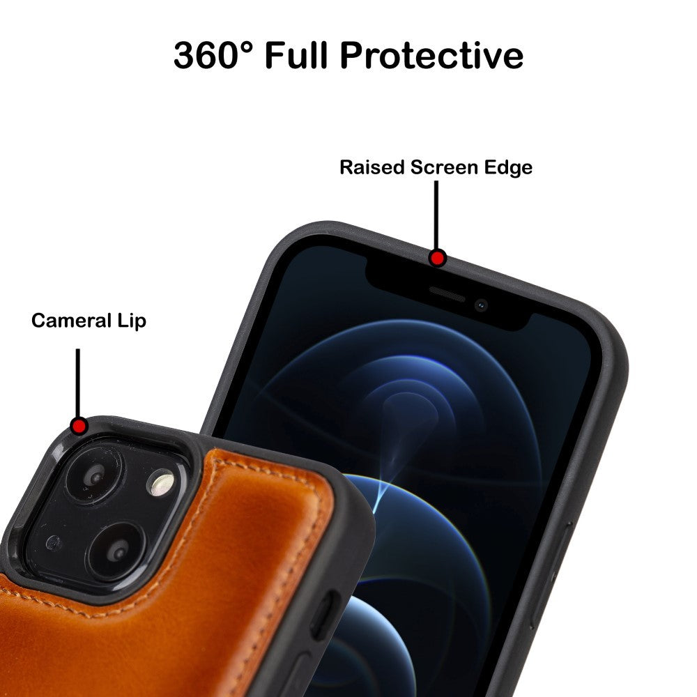 Bouletta Flex Cover Back Leder Case mit Kartenfach für iPhone 13 - Tan