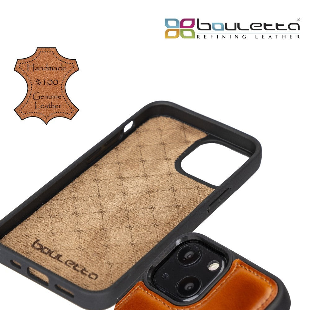 Bouletta Flex Cover Back Leder Case mit Kartenfach für iPhone 13 - Tan