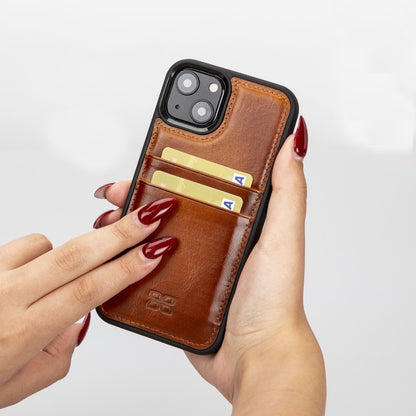 Bouletta Flex Cover Back Leder Case mit Kartenfach für iPhone 13 - Tan