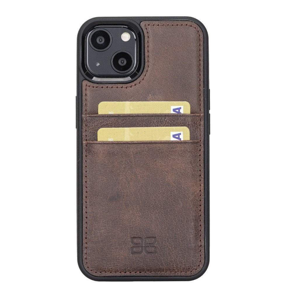 Bouletta Flex Cover Back Leder Case mit Kartenfach für iPhone 13 - Braun