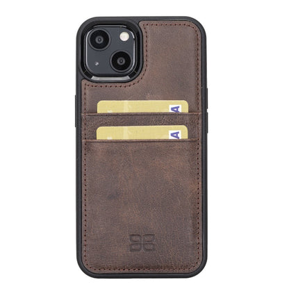 Bouletta Flex Cover Back Leder Case mit Kartenfach für iPhone 13 - Braun
