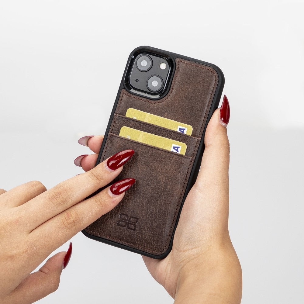 Bouletta Flex Cover Back Leder Case mit Kartenfach für iPhone 13 - Braun