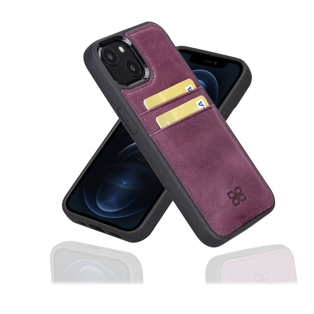 Bouletta Flex Cover Back Leder Case mit Kartenfach für iPhone 13 - Lila