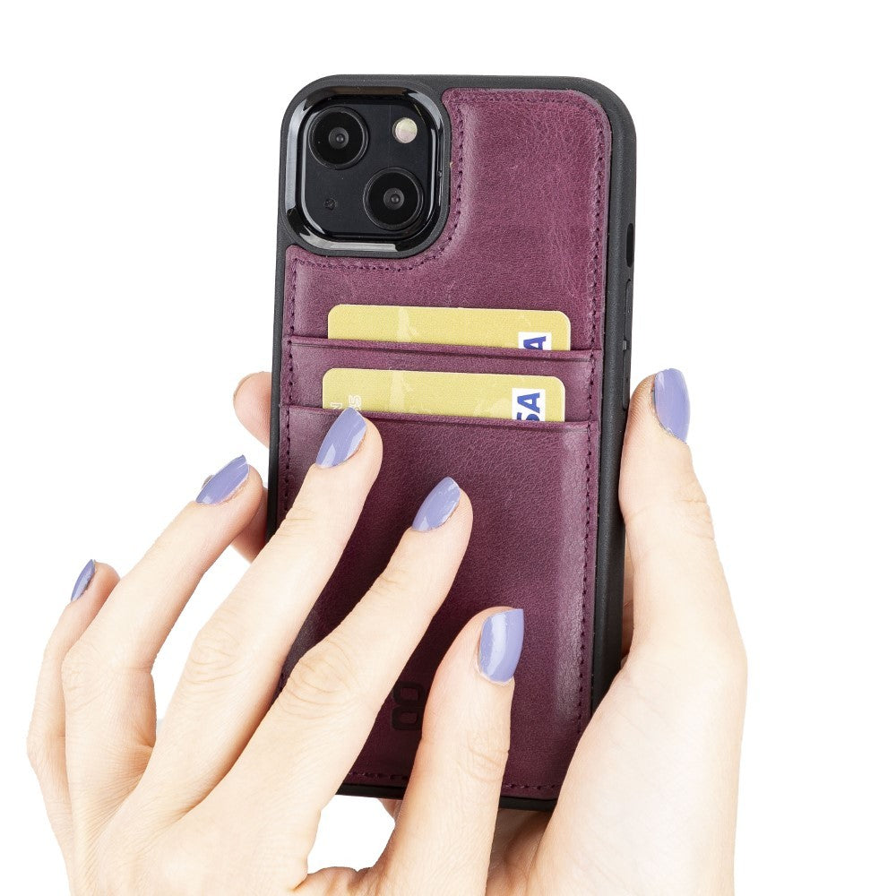 Bouletta Flex Cover Back Leder Case mit Kartenfach für iPhone 13 - Lila