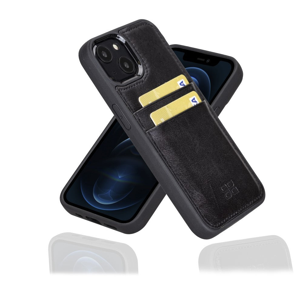 Bouletta Flex Cover Back Leder Case mit Kartenfach für iPhone 13 - Schwarz