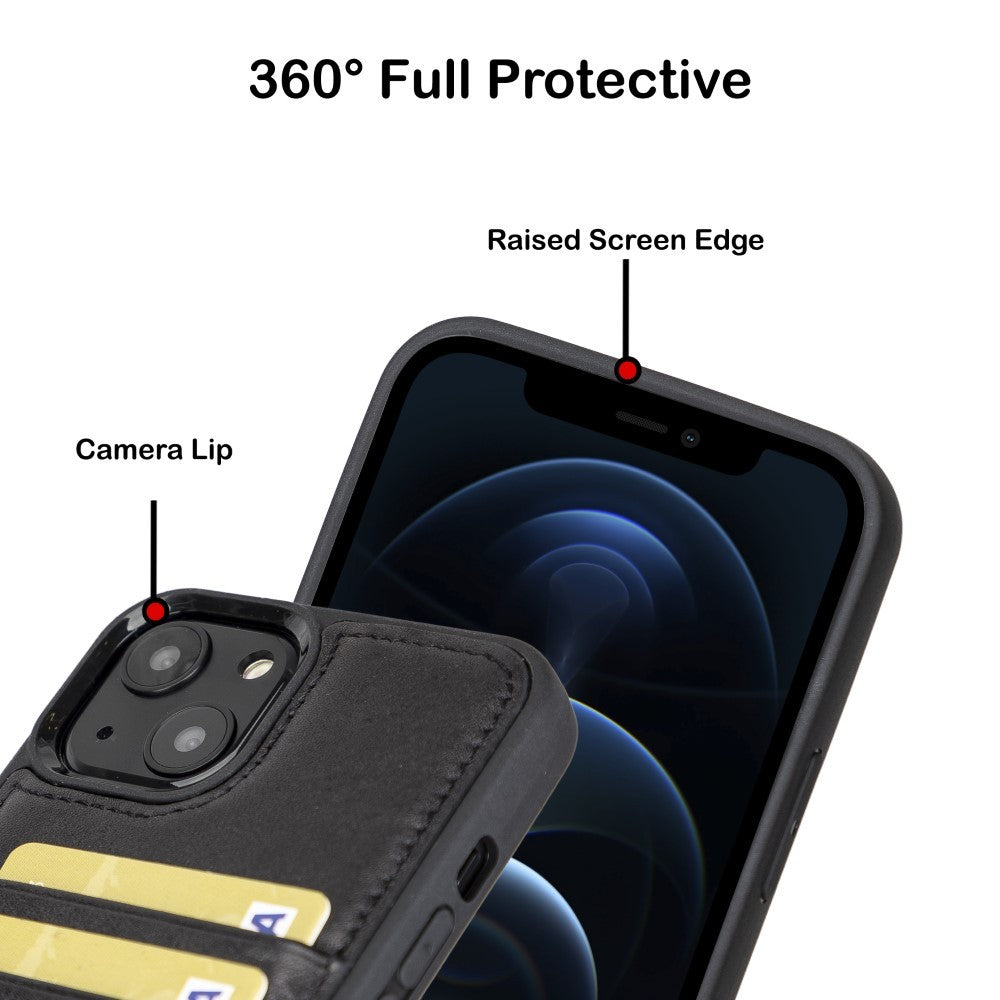 Bouletta Flex Cover Back Leder Case mit Kartenfach für iPhone 13 - Schwarz