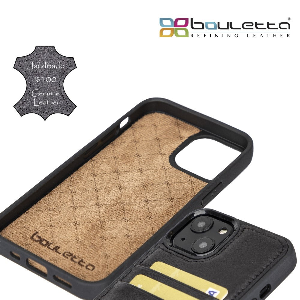 Bouletta Flex Cover Back Leder Case mit Kartenfach für iPhone 13 - Schwarz