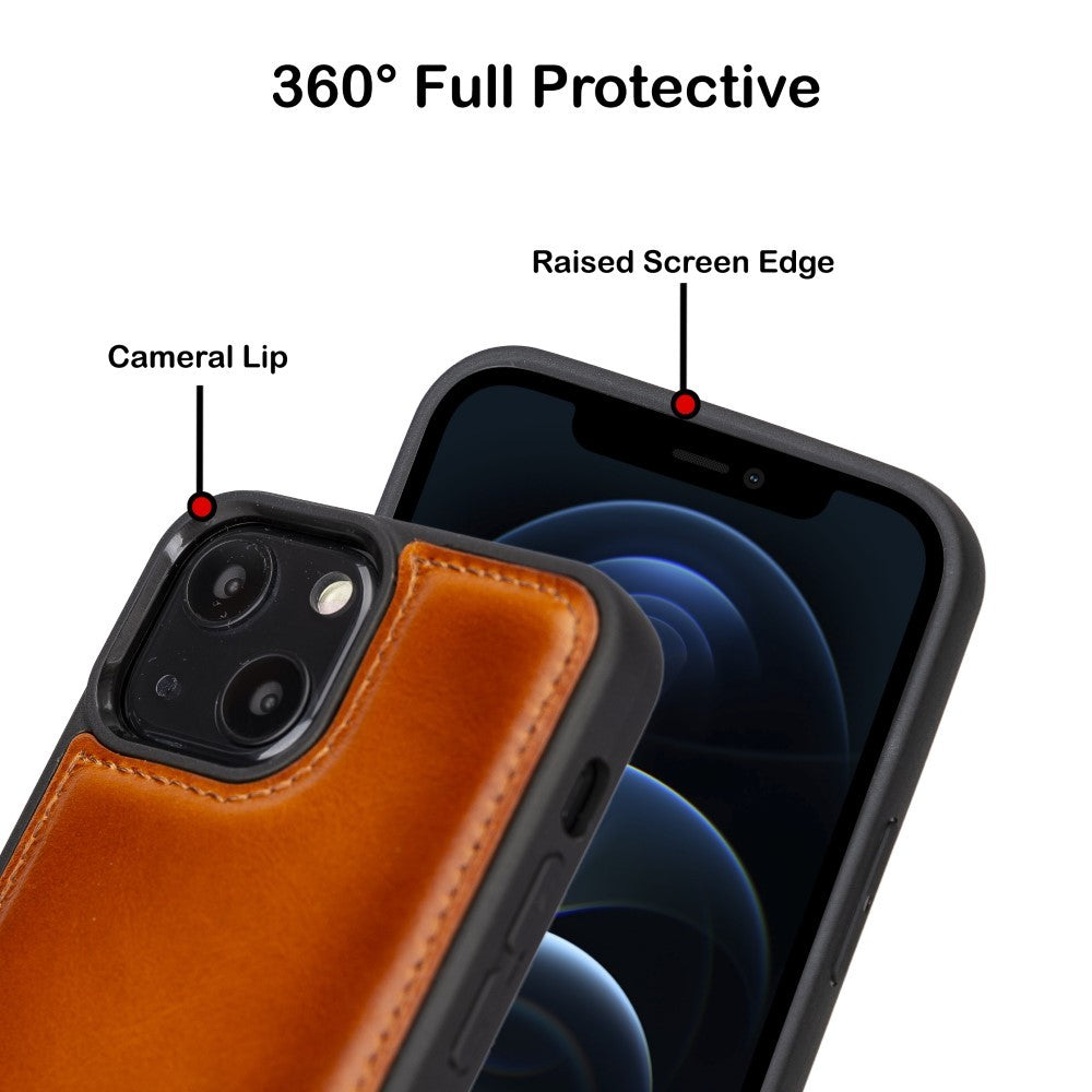 Bouletta Flex Cover Back Leder Case für iPhone 13 Mini - Tan