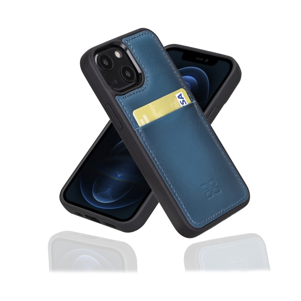 Bouletta Flex Cover Back Leder Case mit Kartenfach für iPhone 13 Mini - Blau