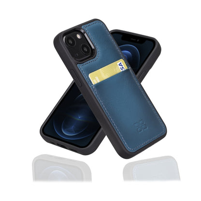 Bouletta Flex Cover Back Leder Case mit Kartenfach für iPhone 13 Mini - Blau