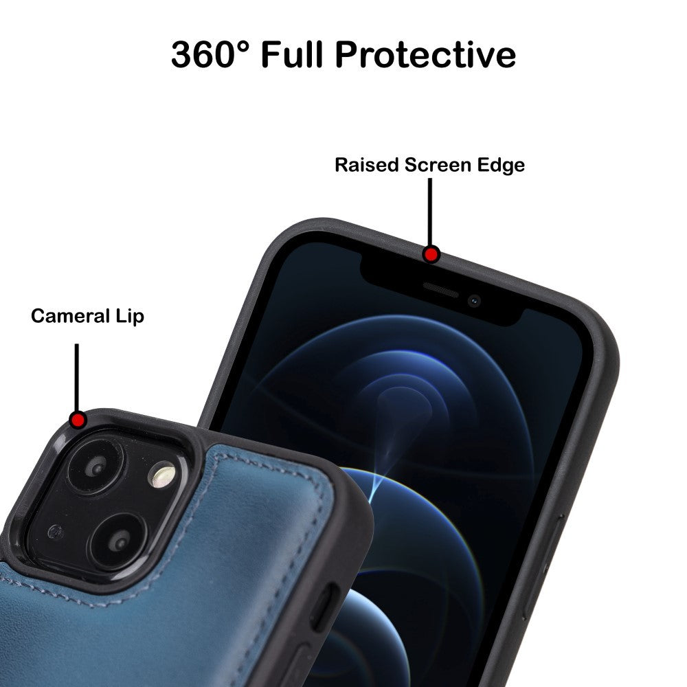 Bouletta Flex Cover Back Leder Case mit Kartenfach für iPhone 13 Mini - Blau