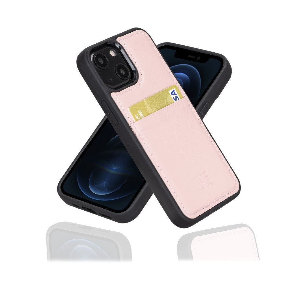 Bouletta Flex Cover Back Leder Case mit Kartenfach für iPhone 13 Mini - Pink