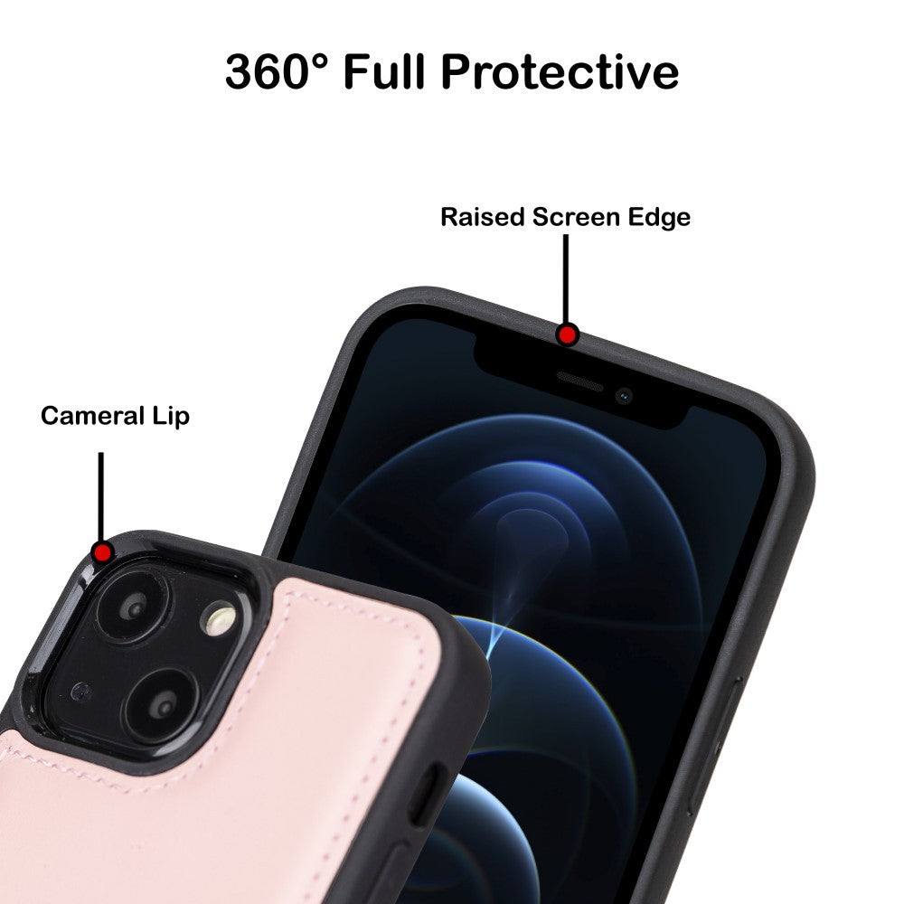 Bouletta Flex Cover Back Leder Case mit Kartenfach für iPhone 13 Mini - Pink