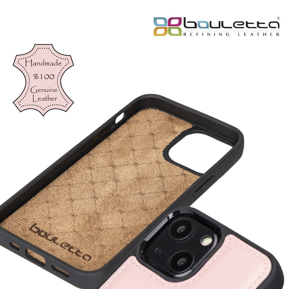 Bouletta Flex Cover Back Leder Case mit Kartenfach für iPhone 13 Mini - Pink