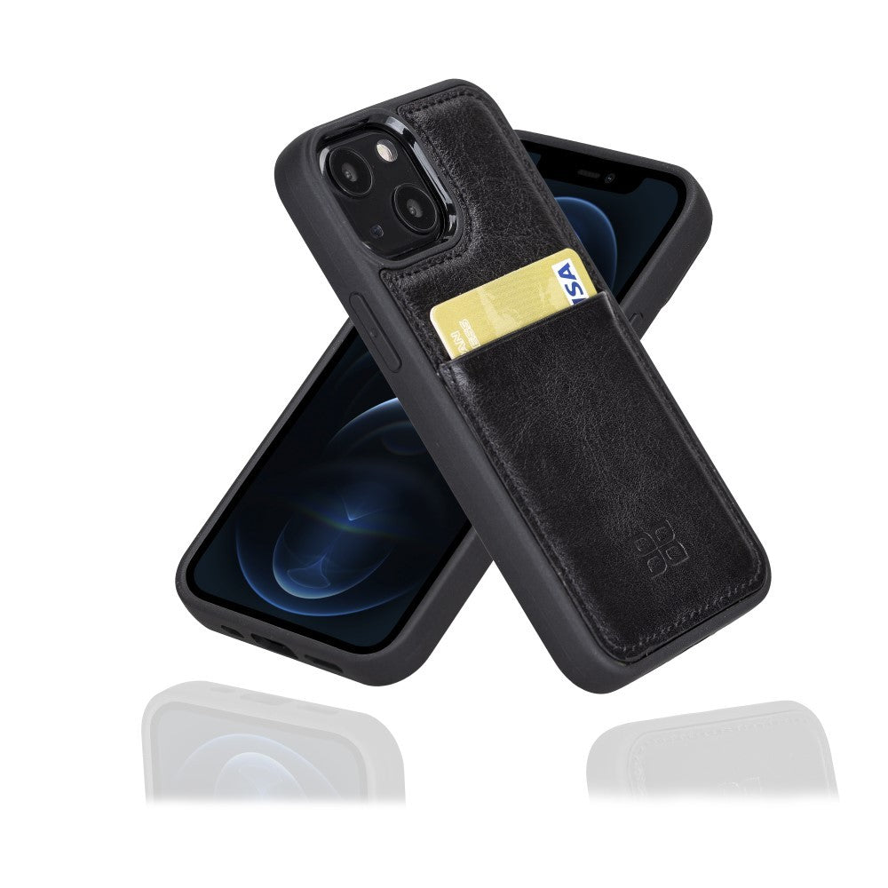 Bouletta Flex Cover Back Leder Case mit Kartenfach für iPhone 13 Mini - Schwarz