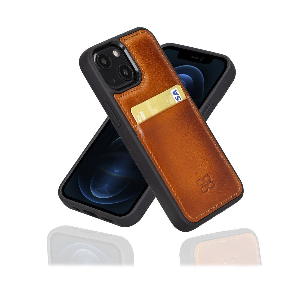 Bouletta Flex Cover Back Leder Case mit Kartenfach für iPhone 13 Mini - Tan