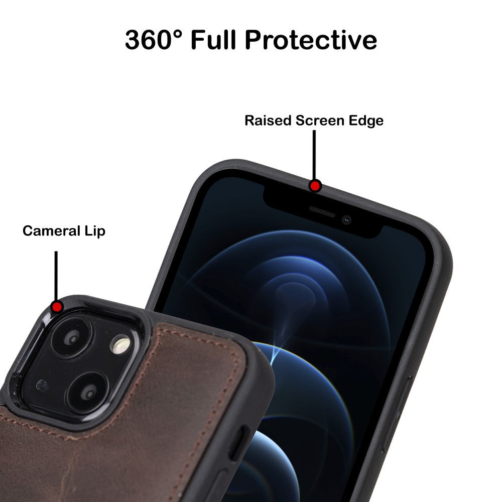 Bouletta Flex Cover Back Leder Case mit Kartenfach für iPhone 13 Mini - Braun
