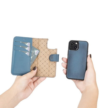 Bouletta Magnetische abnehmbare Handyhülle aus Leder mit RFID-Blocker für iPhone 13  Mini - Blau