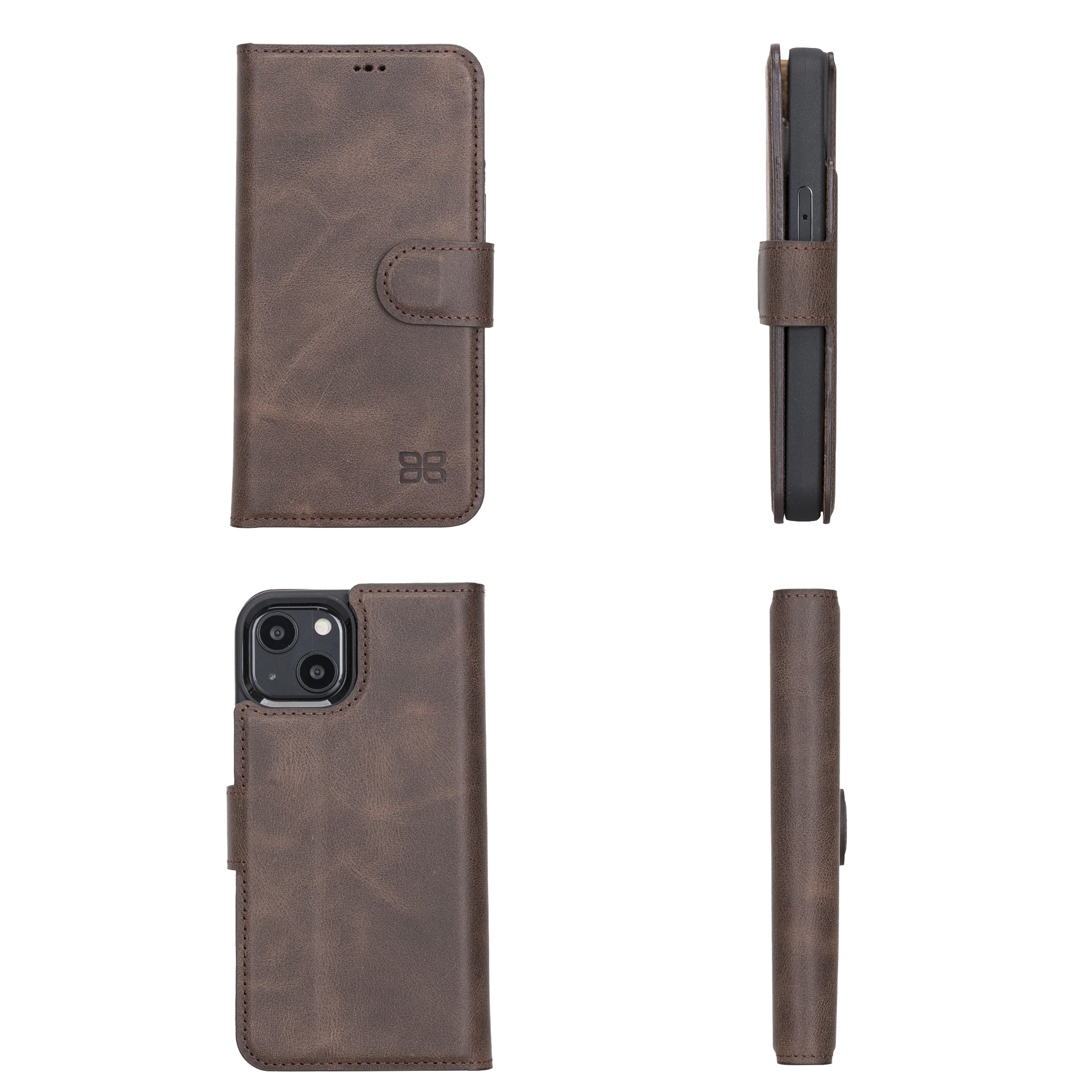Bouletta Magnetische abnehmbare Handyhülle aus Leder mit RFID-Blocker für iPhone 13  Mini - Braun