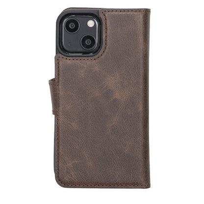 Bouletta Magnetische abnehmbare Handyhülle aus Leder mit RFID-Blocker für iPhone 13  Mini - Braun