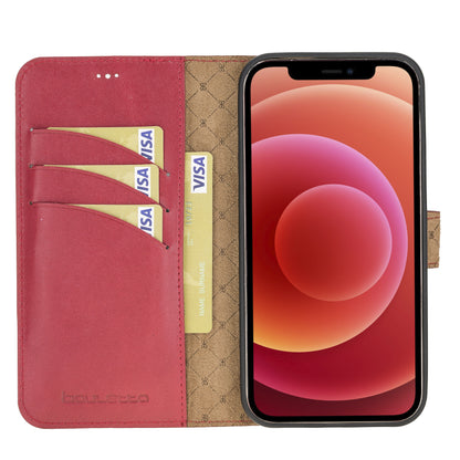 Bouletta Magnetische abnehmbare Handyhülle aus Leder mit RFID-Blocker für iPhone 12 Pro Max Rot